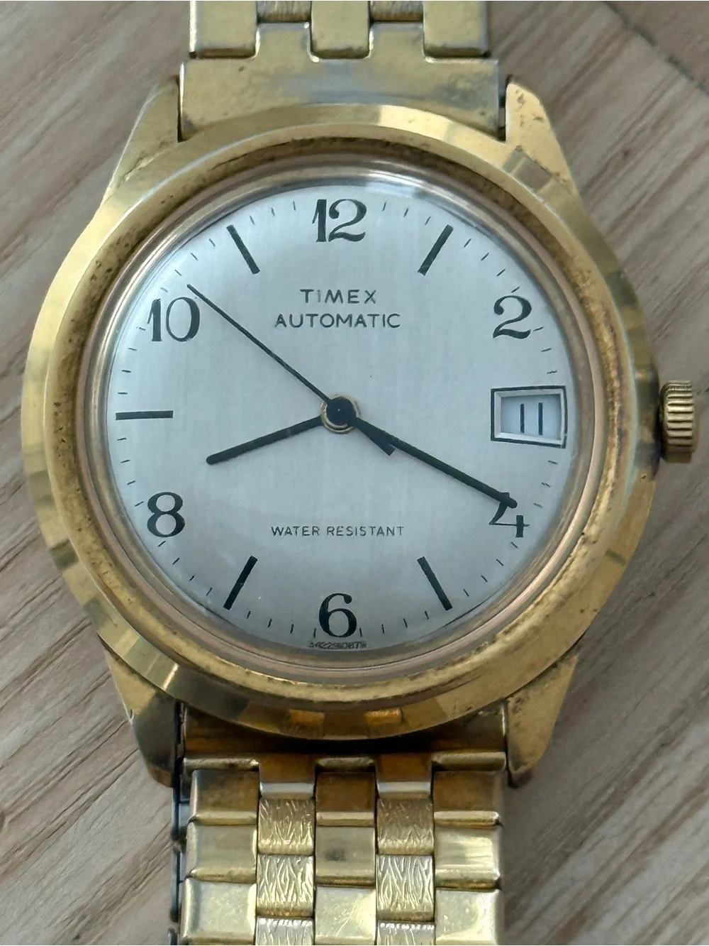 Timex Viscount Automatic Vintage Men’s Watch Gold Bezel Bracelet Silver Dial